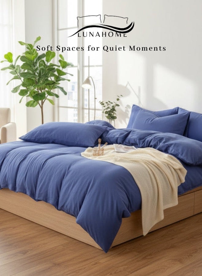 LUNA Home Queen Size 6 Pieces set ( 1 Duvet cover - 200*230cm. 1 Flat sheet - 230*250cm. 4 Pillow covers - 50*75cm.). Bedding Set Without Filling, Super Soft, Wrinkle-Resistant, Washable Cotton Fabric